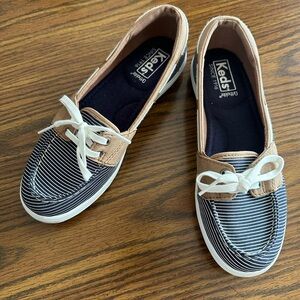 Keds Women's Navy and Tan Striped Sneakers